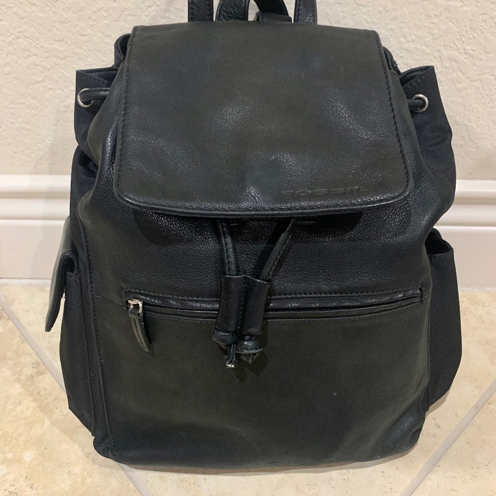 Black Genuine Leather Fossil Backpack - excellent condition